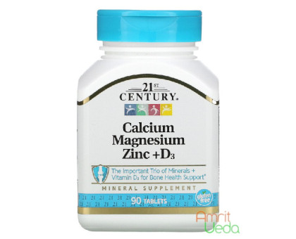 Calcium Magnesium Zinc + D3 21st Century, 90 compresse