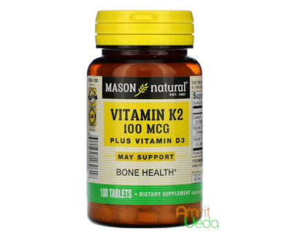 Vitamin K2 plus D3 Mason Natural, 100 compresse